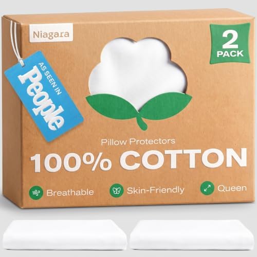 100% Cotton Pillow Protectors, set of 2, White